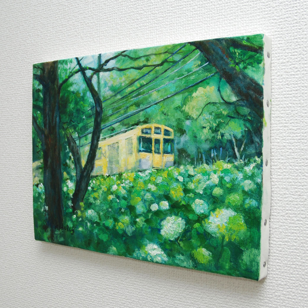 あじさいと電車（東村山、北山公園） by 山口ミドリ - 絵画販売・購入