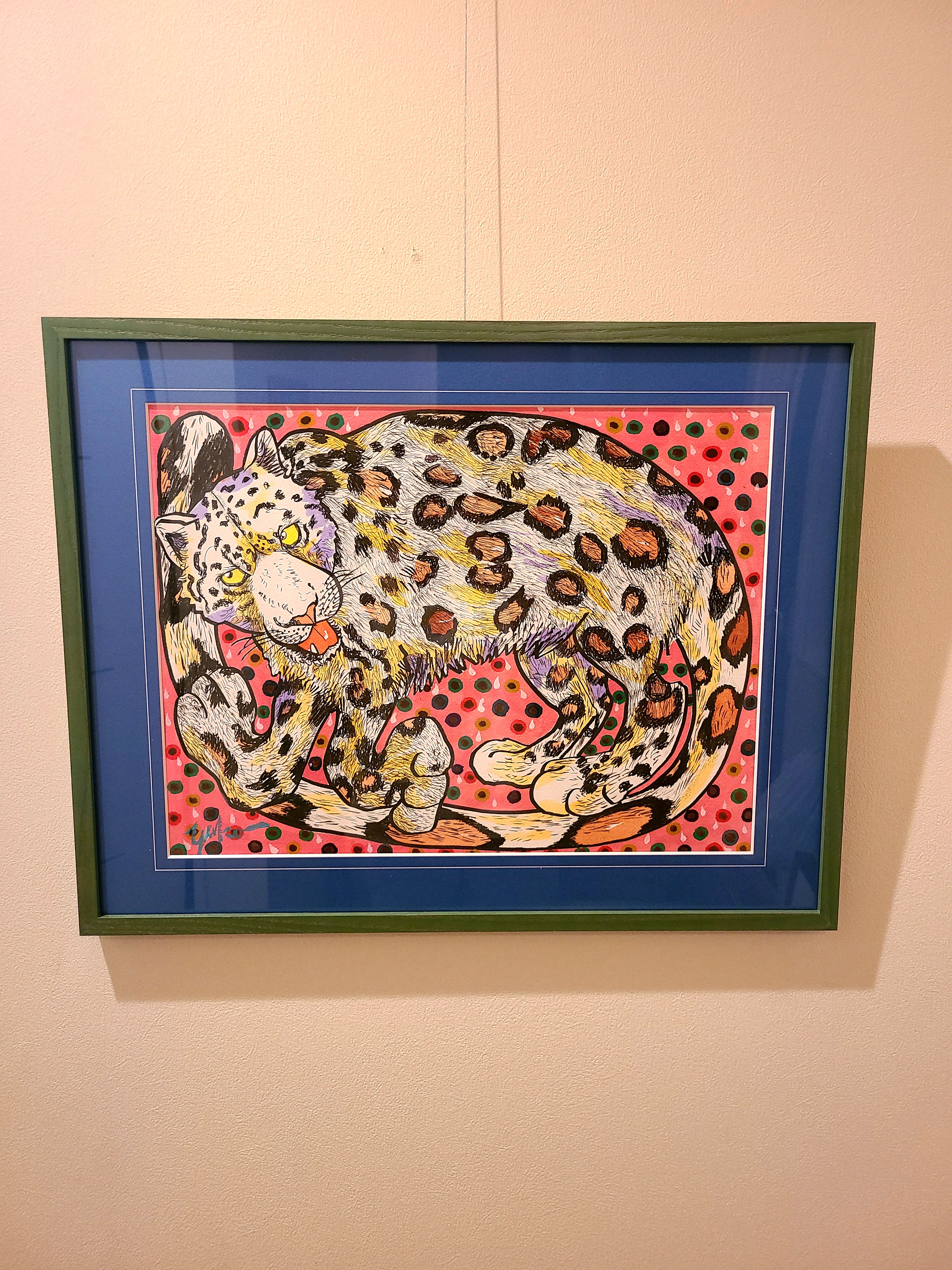 白いヒョウ柄アート(ユキヒョウ) by 線画家 もんでんゆうこ - 絵画販売