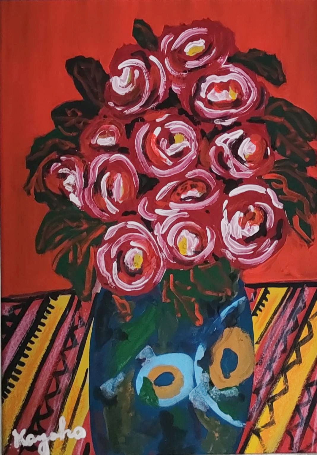 超美品！原画　赤薔薇　アクリル画　絵画 アクリル画「薔薇」redrose 原画 送料無料 | iichi 日々の暮らし