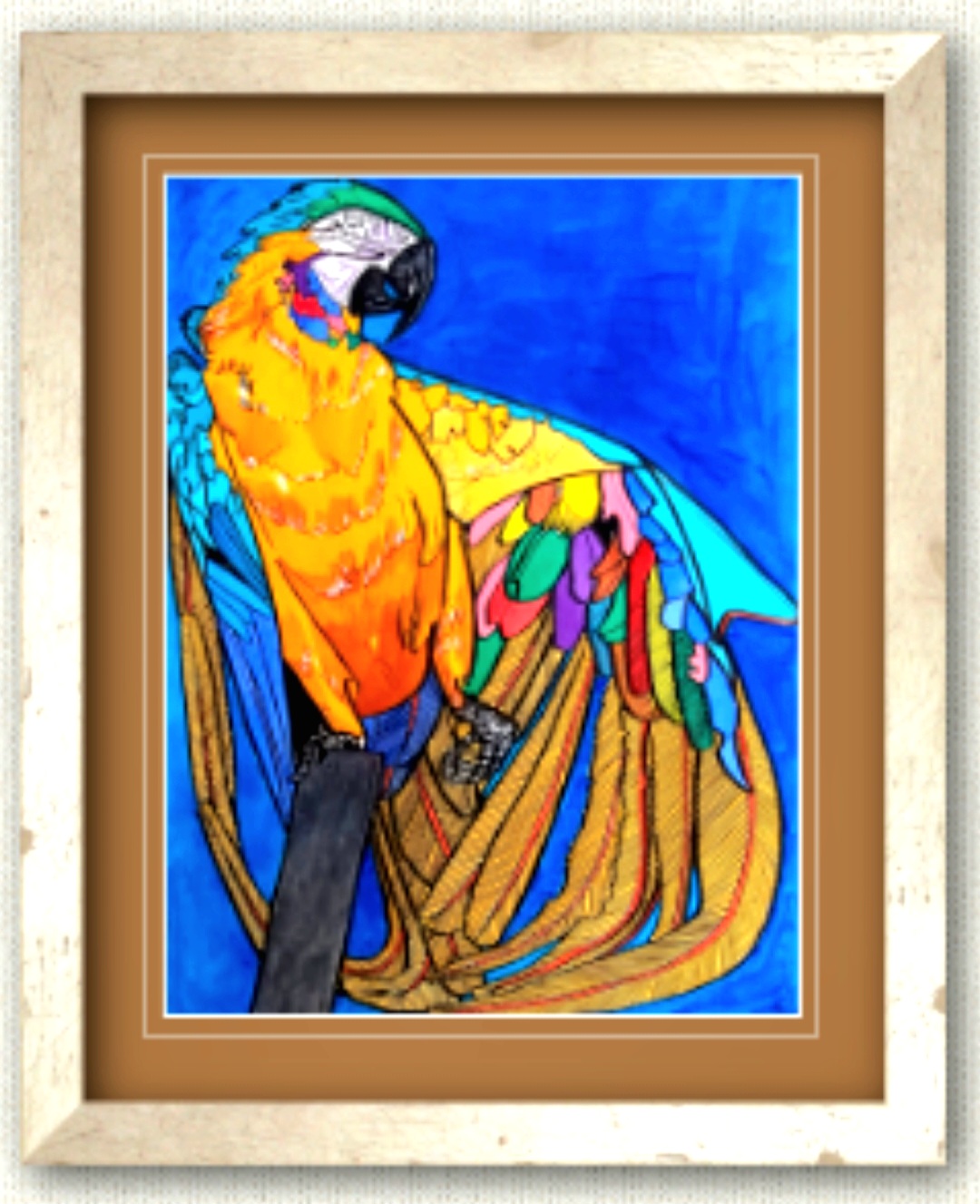 インコ　絵画 ブルーインコ by 線画家 もんでんゆうこ - 絵画販売・購入・レンタル