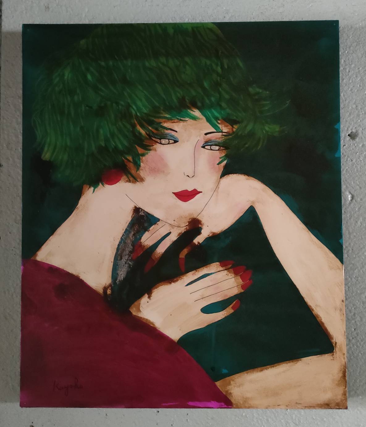 頬杖をつく女性 by 山口香代子 - 絵画販売・購入・レンタル（サブスク