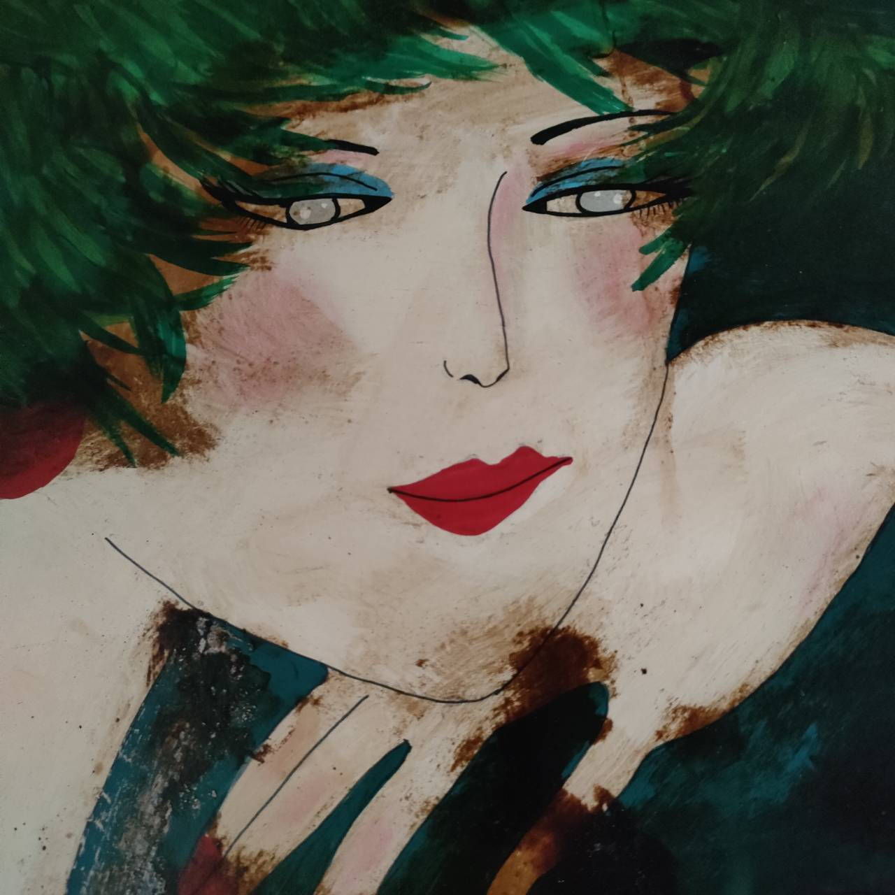 頬杖をつく女性 by 山口香代子 - 絵画販売・購入・レンタル（サブスク