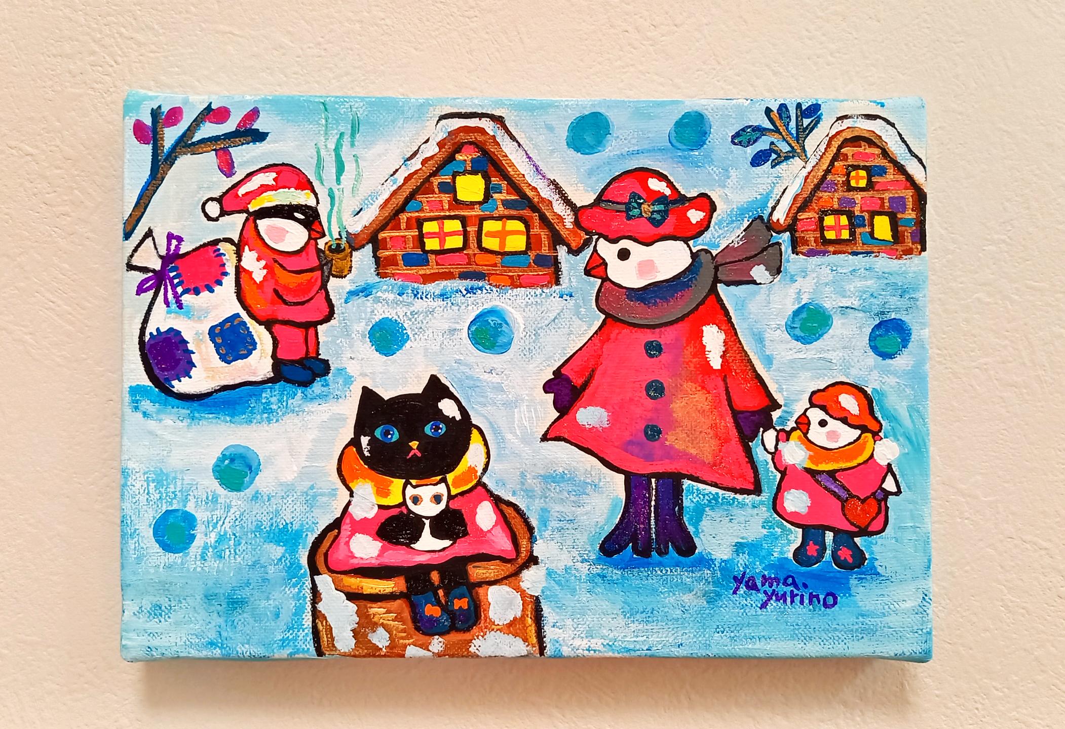 ❤️送料込値下げ❤️絵画★謎の山の冬景色★ガラス額入り 山形 銀山温泉☃️ 雪降る温泉街のかっこよさたるや😭 写真では