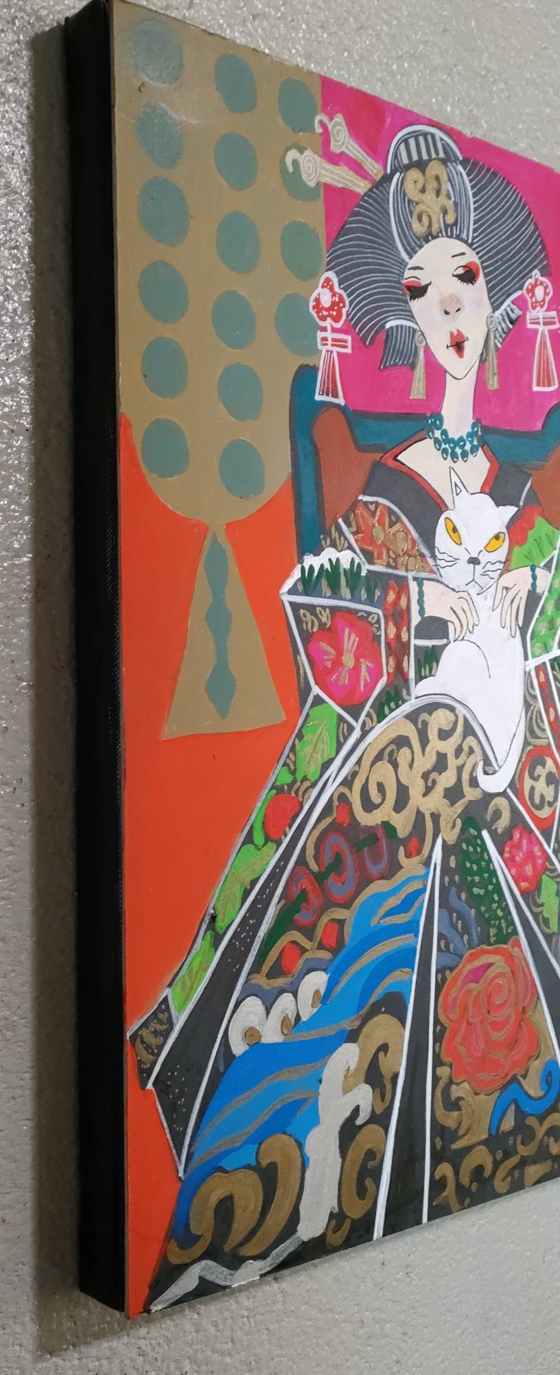 白い猫を抱く女性 by 山口香代子 - 絵画販売・購入・レンタル
