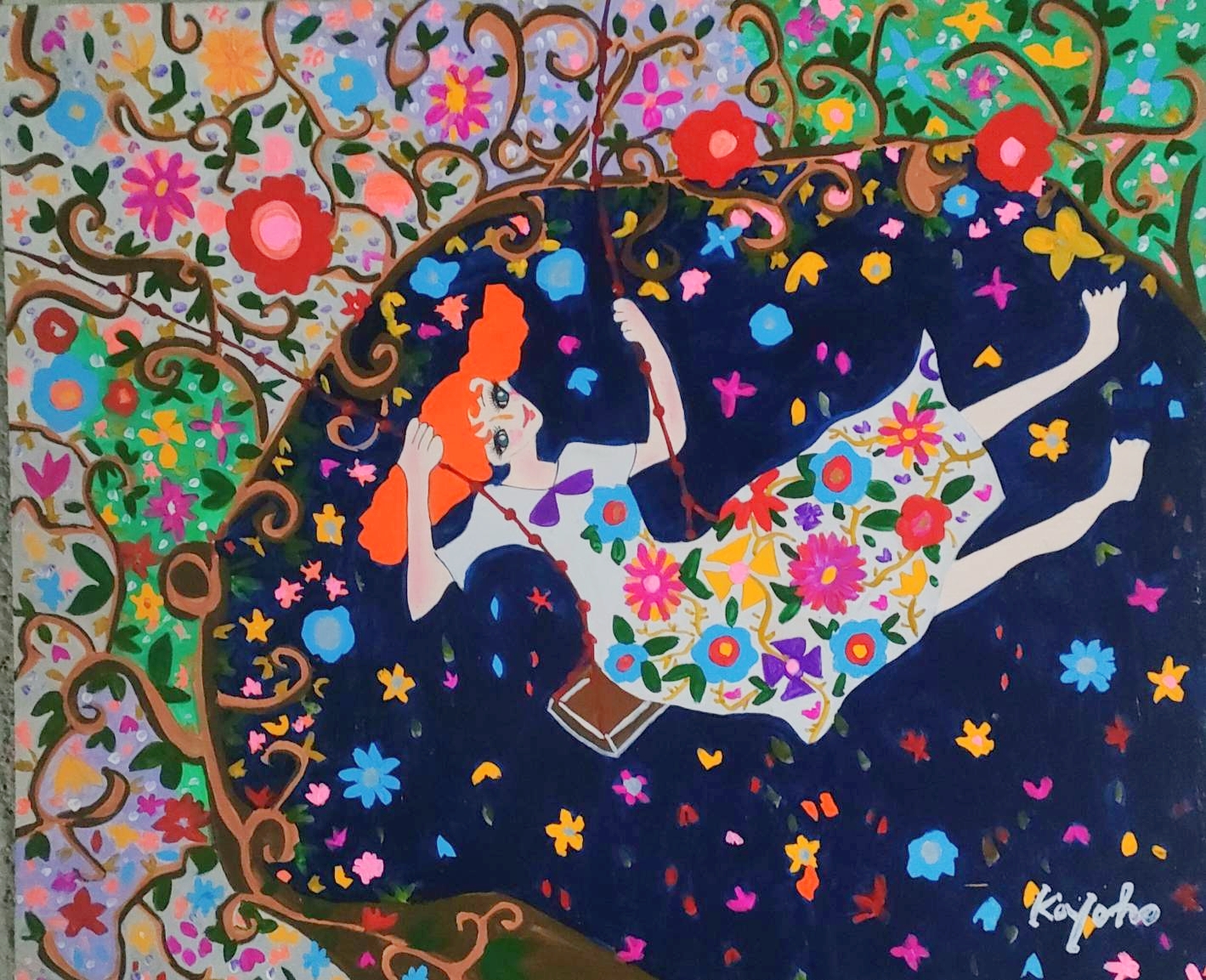 山口香代子作着物を着た女性の絵画 山口香代子 Kayoko Yamaguchi 展 － 香代子の世界 － – SILVER SHELL