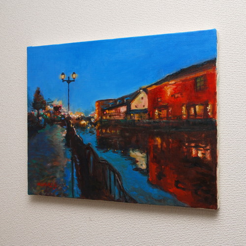 小樽運河夜景 水彩画   (F4) 小樽運河 by 山口ミドリ - 絵画販売・購入・レンタル（サブスク