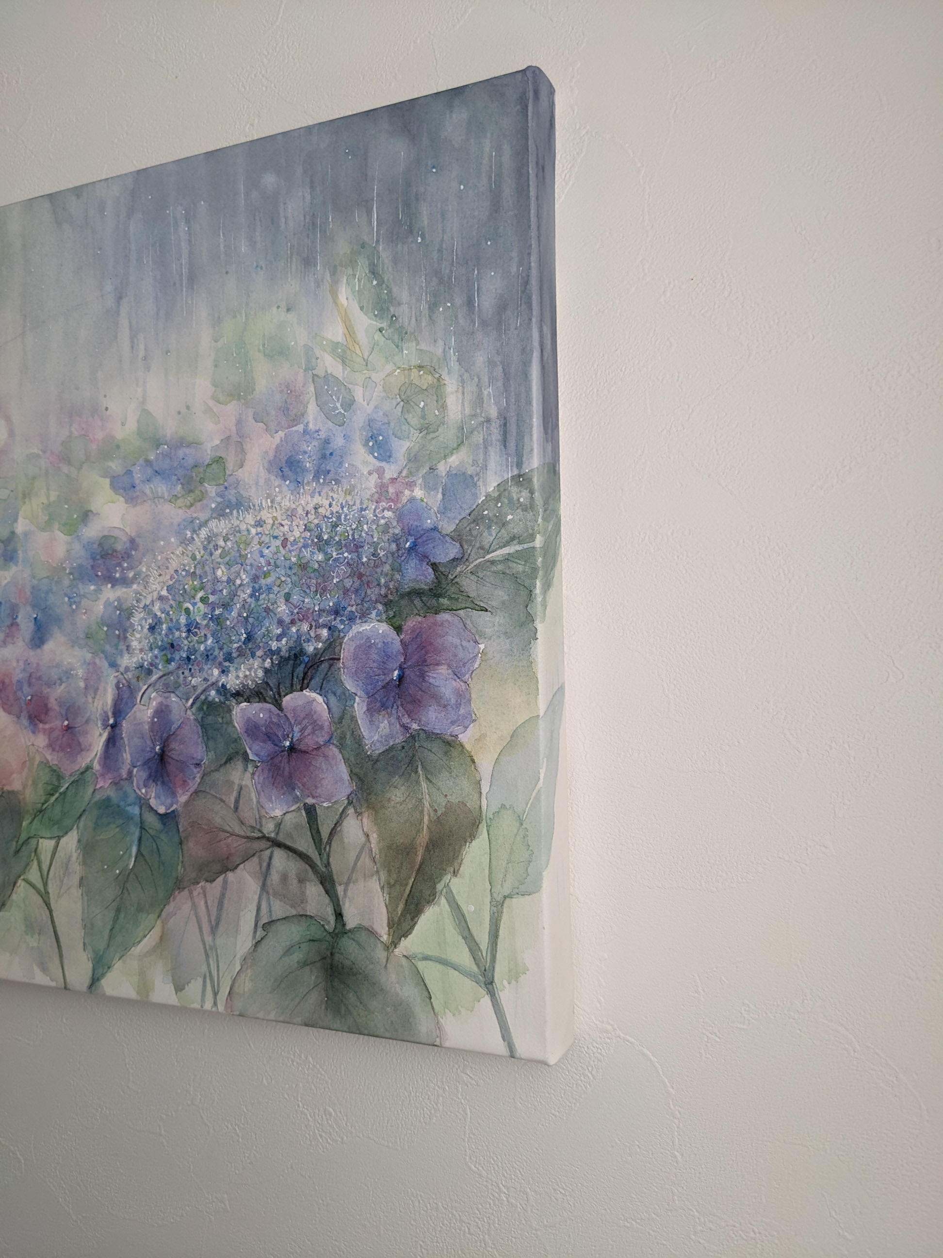 アート　バティック　蝶　花　Zai Abas 作　額装 額の花・紫陽花青 by Kayoko Kurosaki - 絵画販売・購入