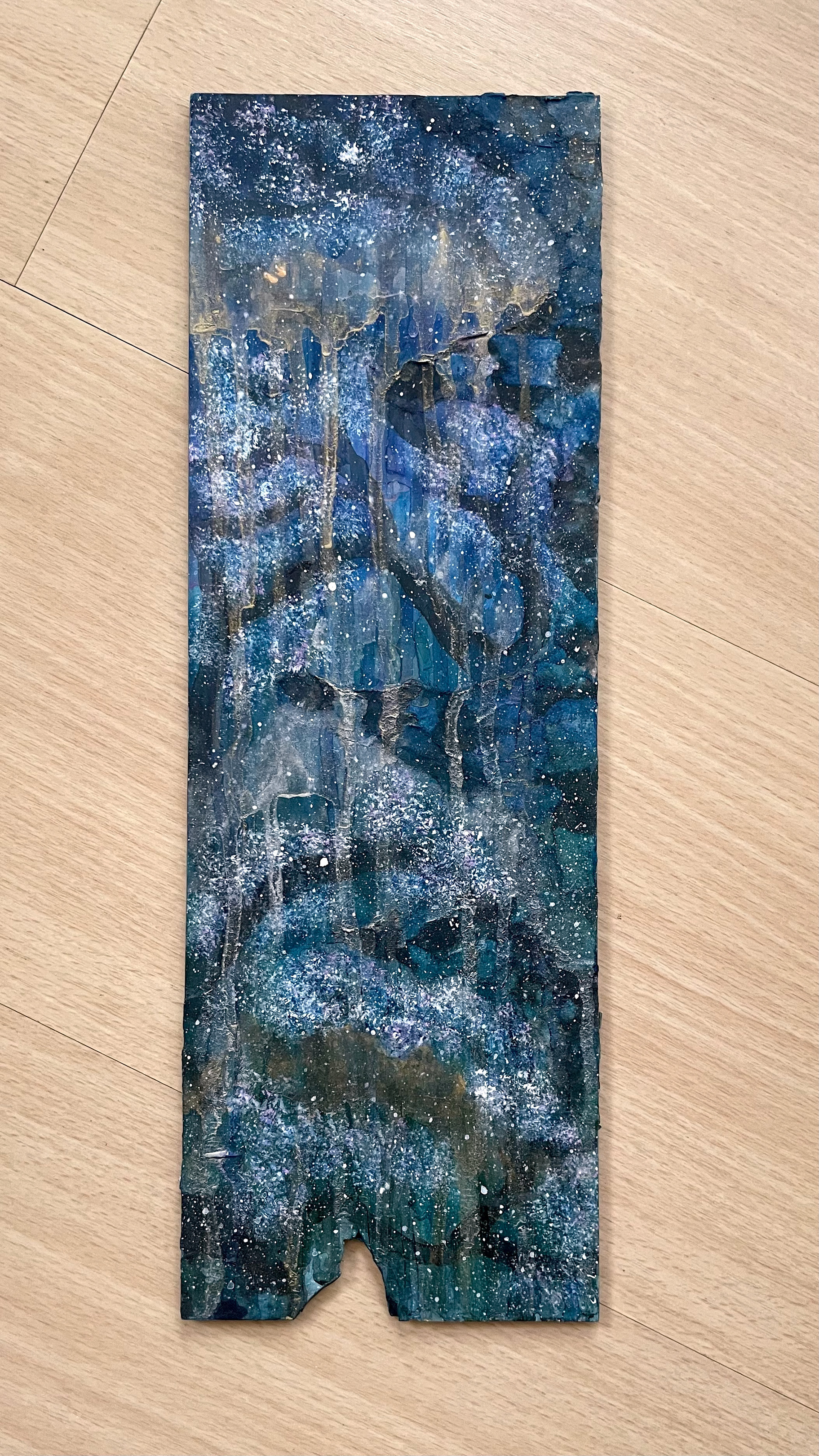 キクイモの花 現代工芸品 装飾画 スプレー絵  書画 掛け軸 原画 抽象画 光 煌めき キラキラ 花 ピンク おしゃれ モダン