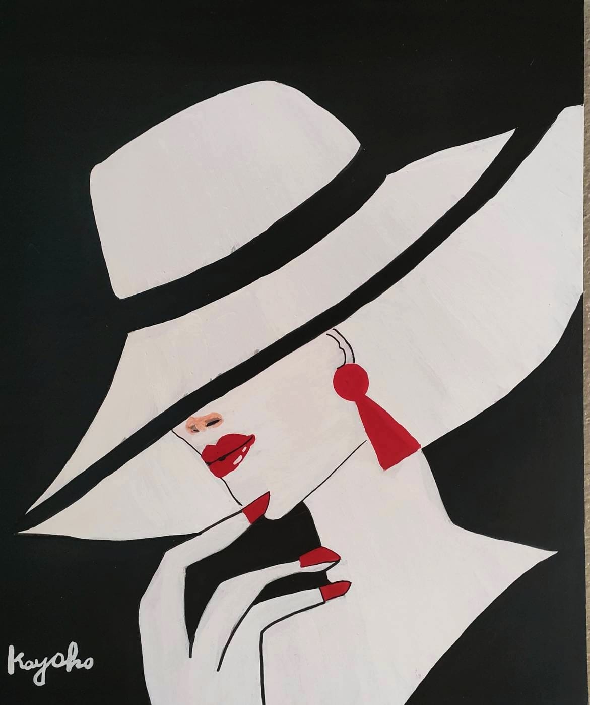 白い帽子の女性 by 山口香代子 - 絵画販売・購入・レンタル（サブスク