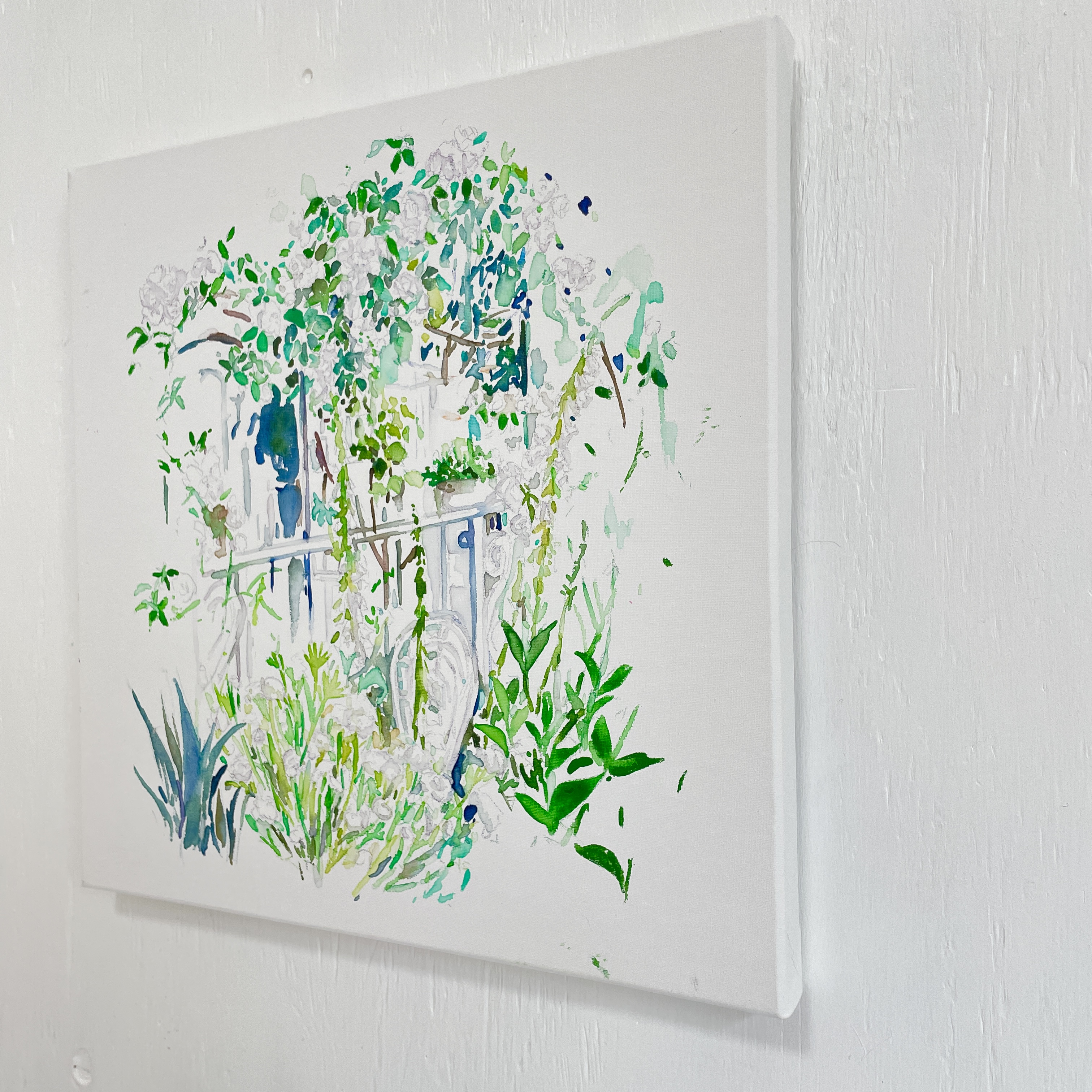 水彩画　卒業　マーメイド紙　絵画　食卓　ワイン　アート　美術　春の絵　門出 水彩画 卒業 マーメイド紙 絵画 食卓 ワイン アート 美術 春の絵