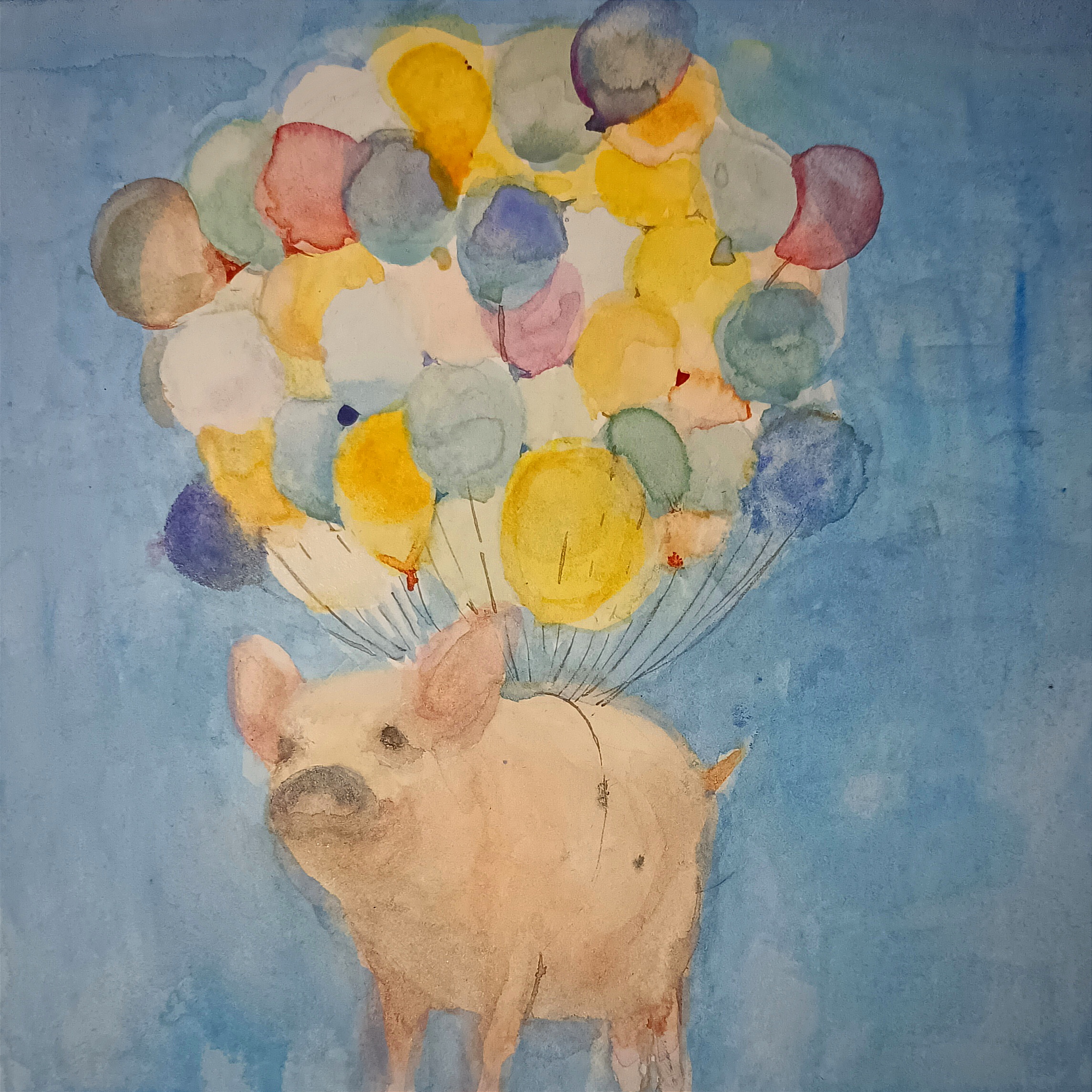 風船とブタ by MiuMiu - 絵画販売・購入・レンタル（サブスク 