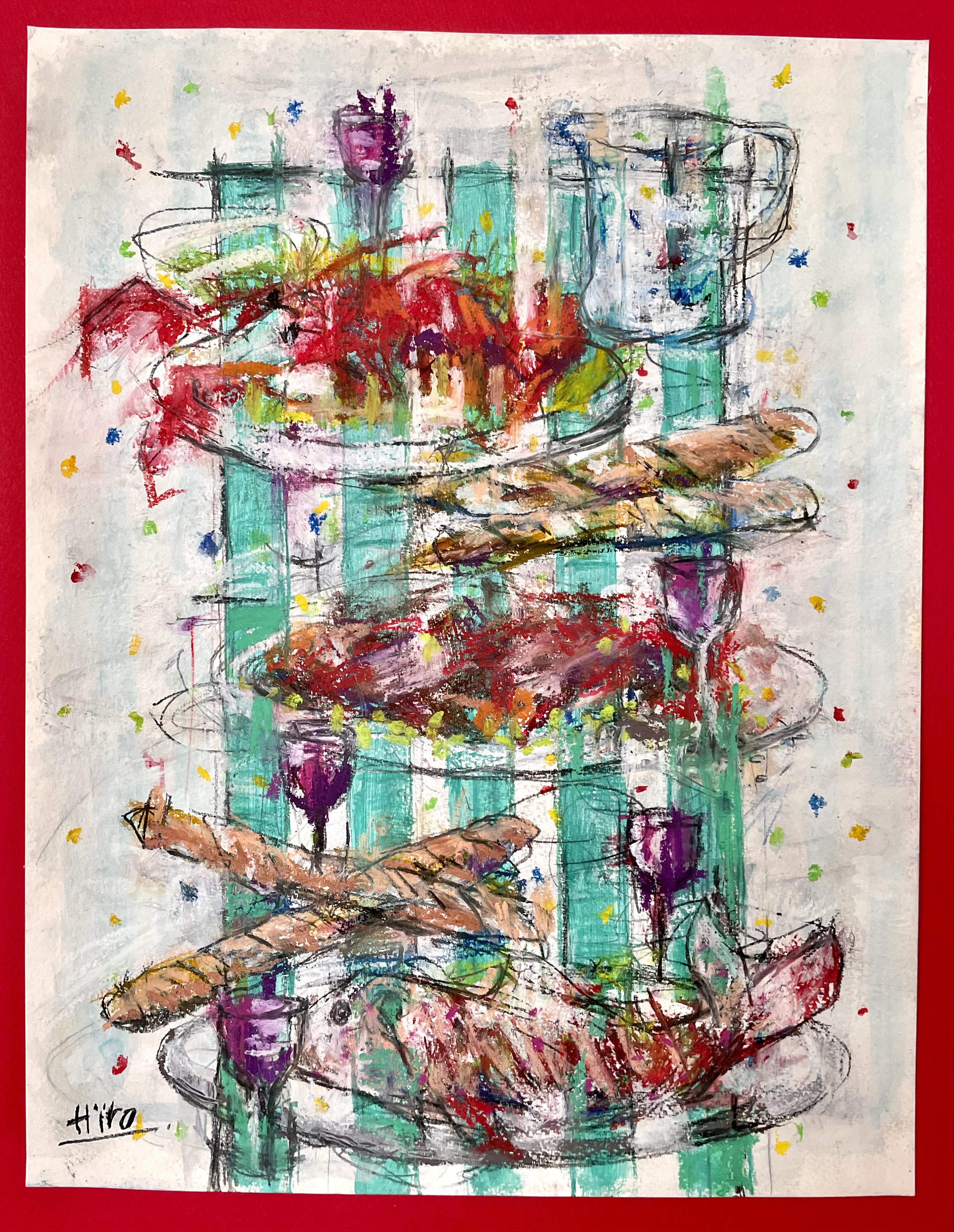 油絵 専用 にぎやかなテーブル