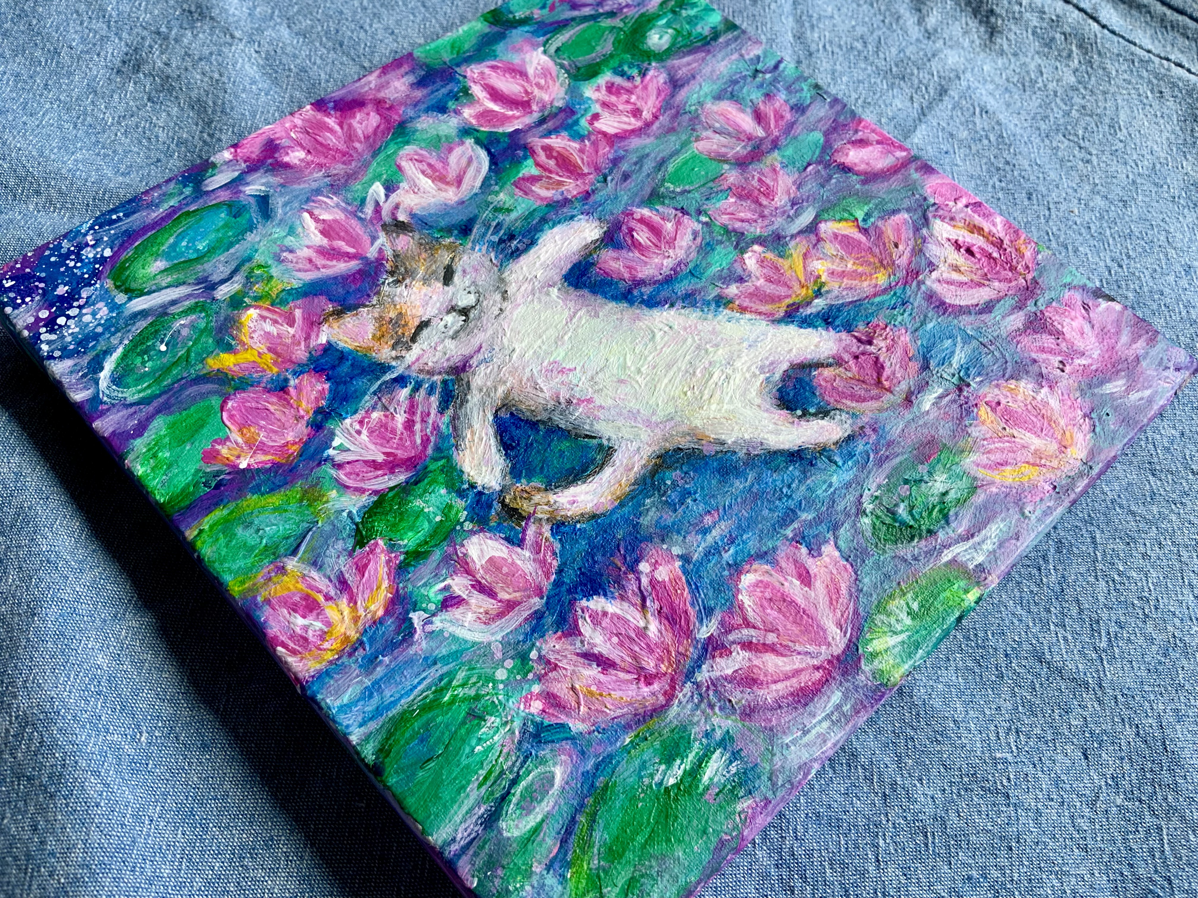 睡蓮と猫 by むらいさき - 絵画販売・購入・レンタル（サブスク