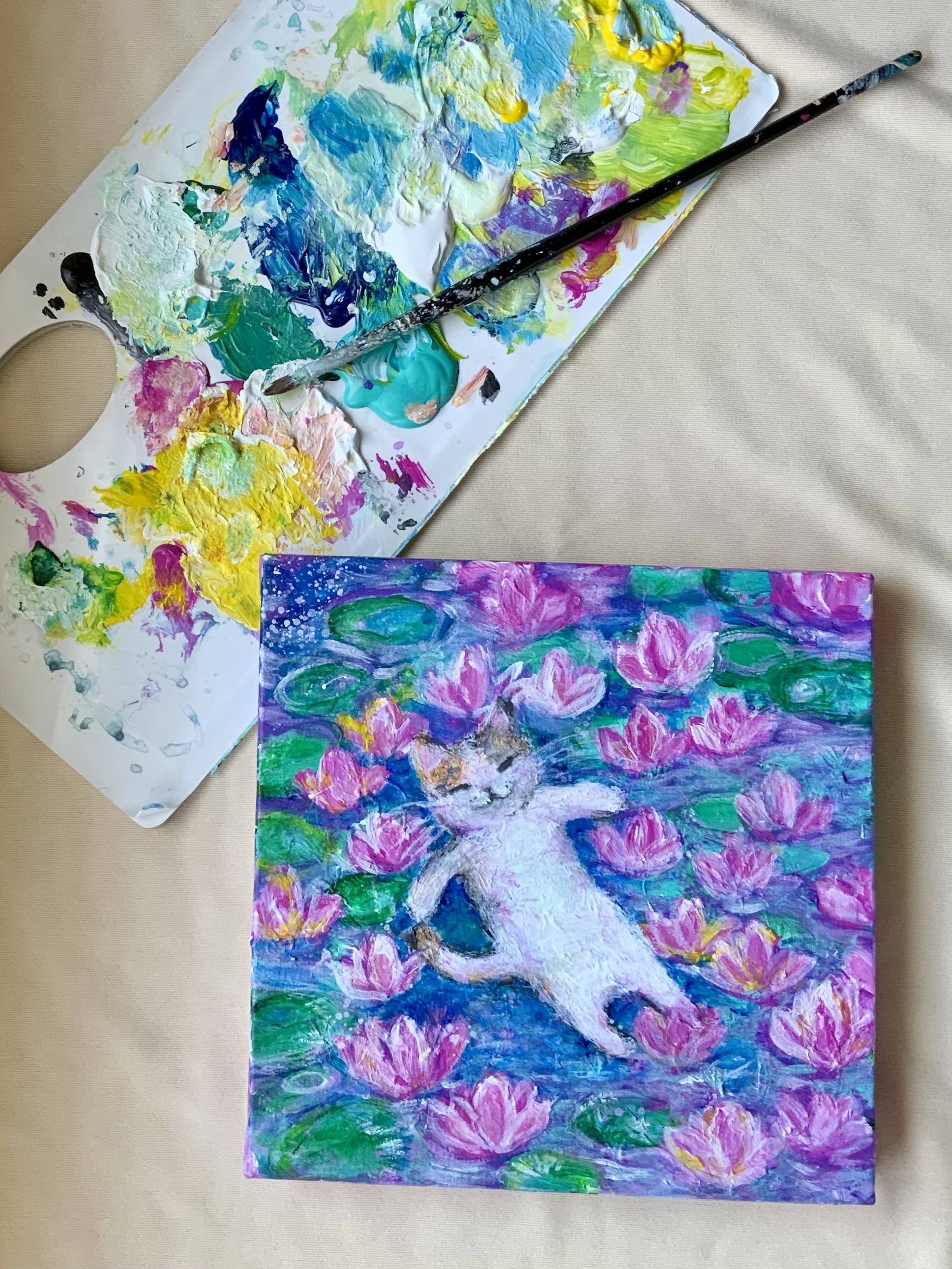 睡蓮と猫 by むらいさき - 絵画販売・購入・レンタル（サブスク