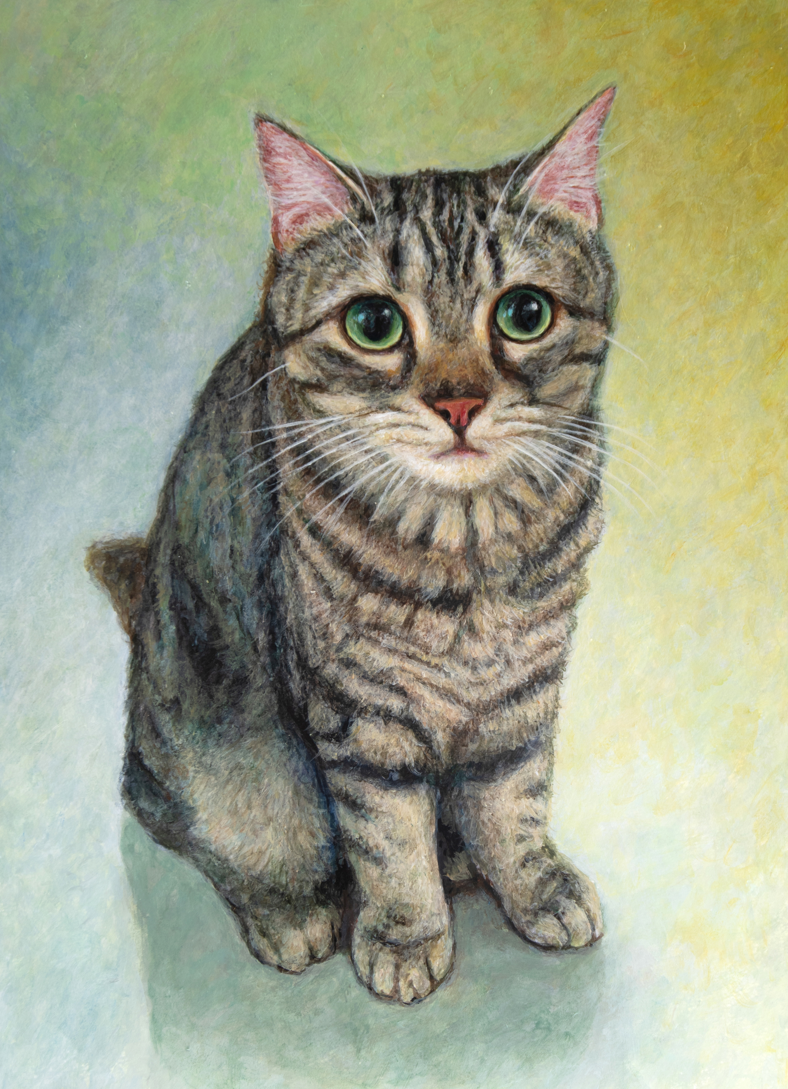 油絵 専用 バスクシャツを着て自画像を描く猫 油絵 専用 バスクシャツ