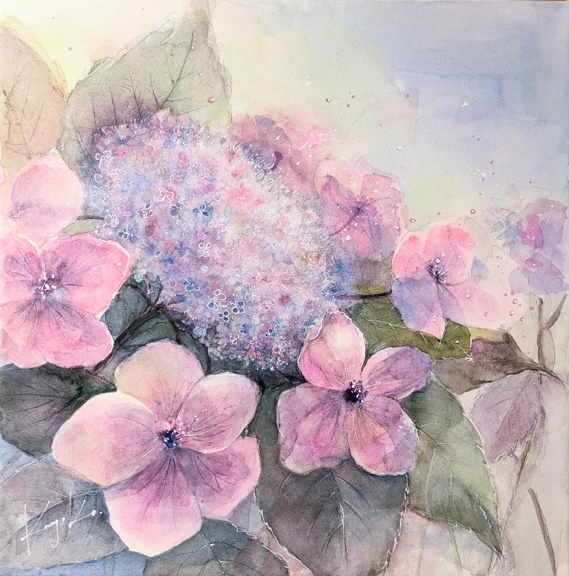 額の花・紫陽花青 by Kayoko Kurosaki - 絵画販売・購入