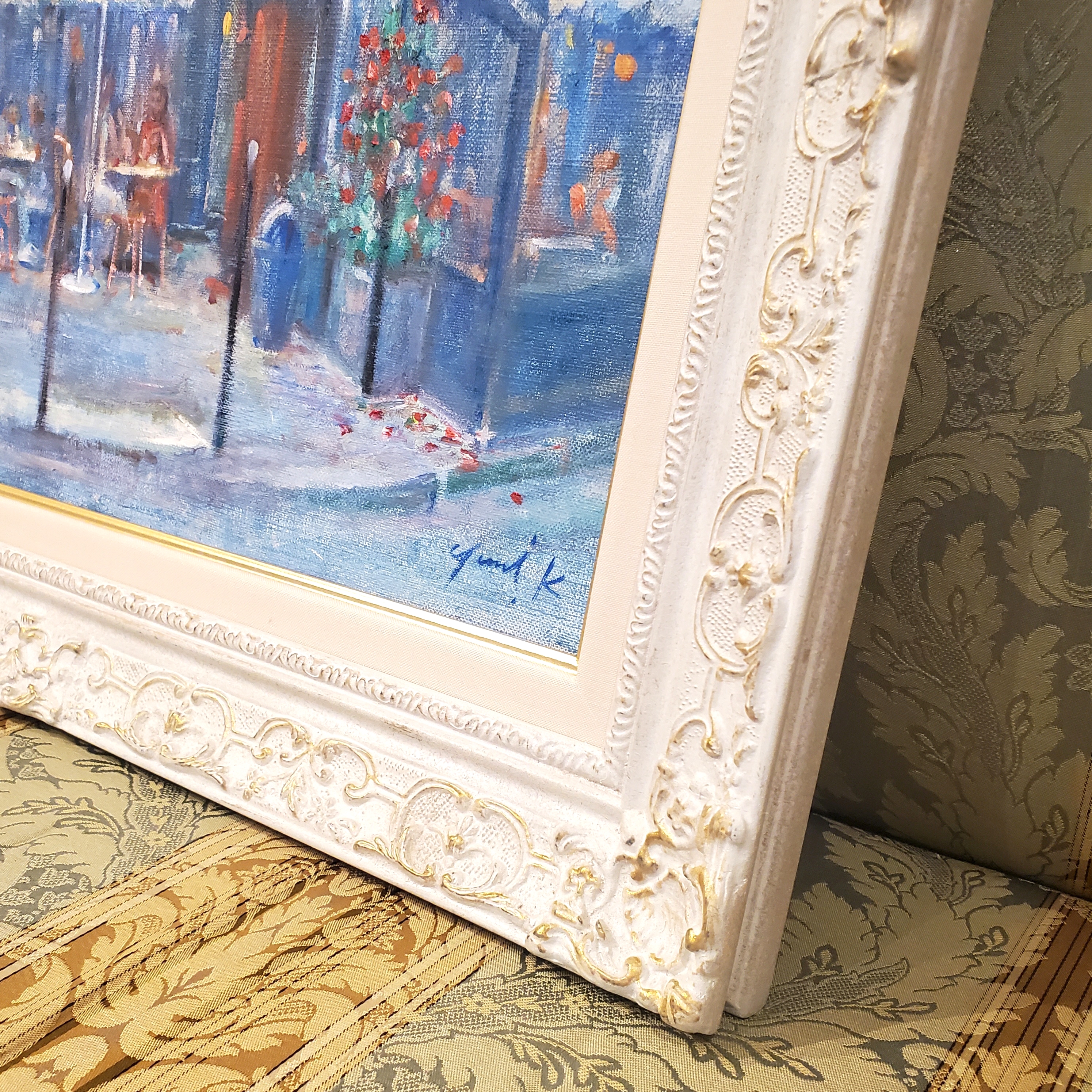 青と白のカフェテラス by 神之浦由美 - 絵画販売・購入・レンタル