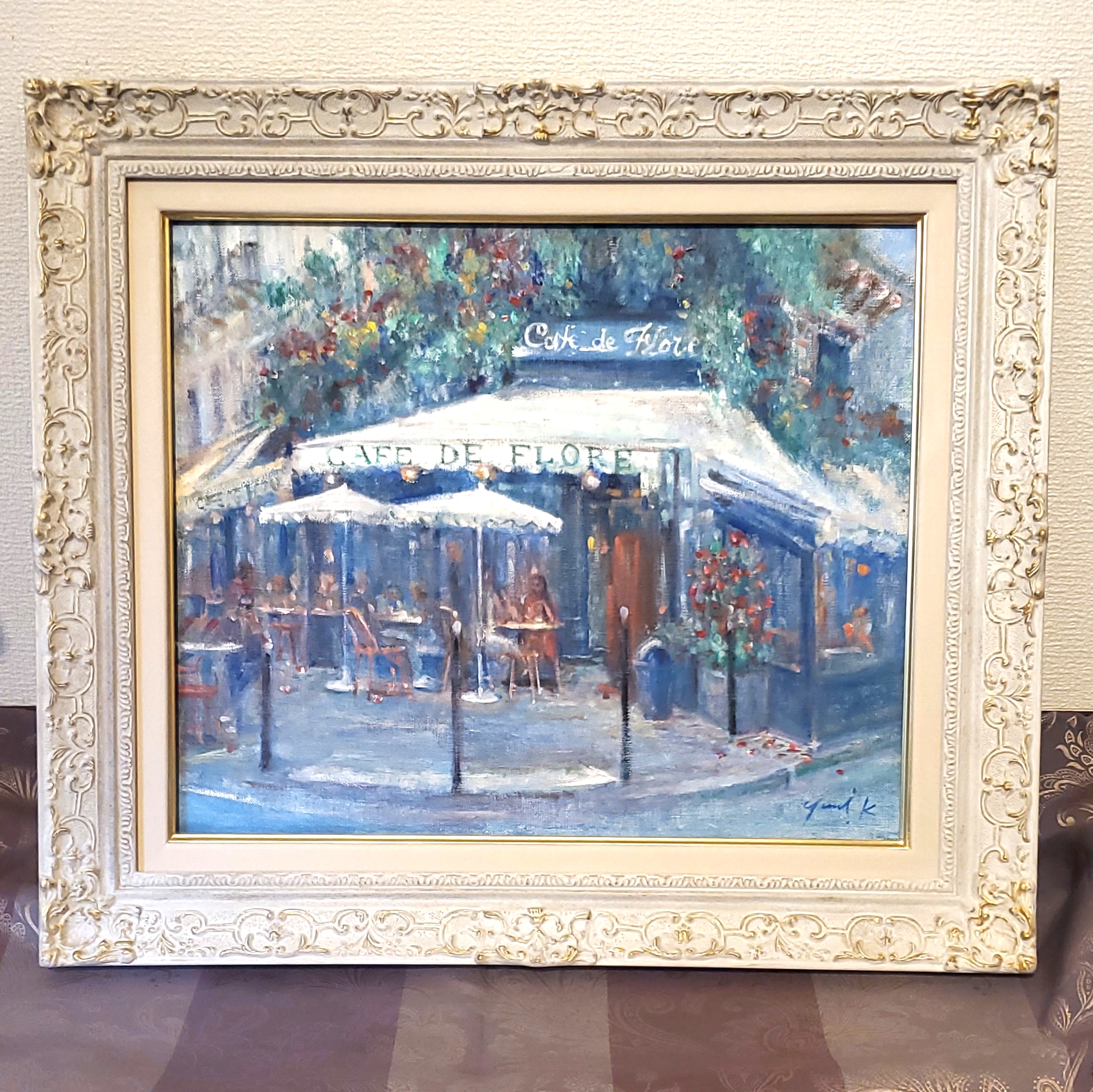 青と白のカフェテラス by 神之浦由美 - 絵画販売・購入・レンタル