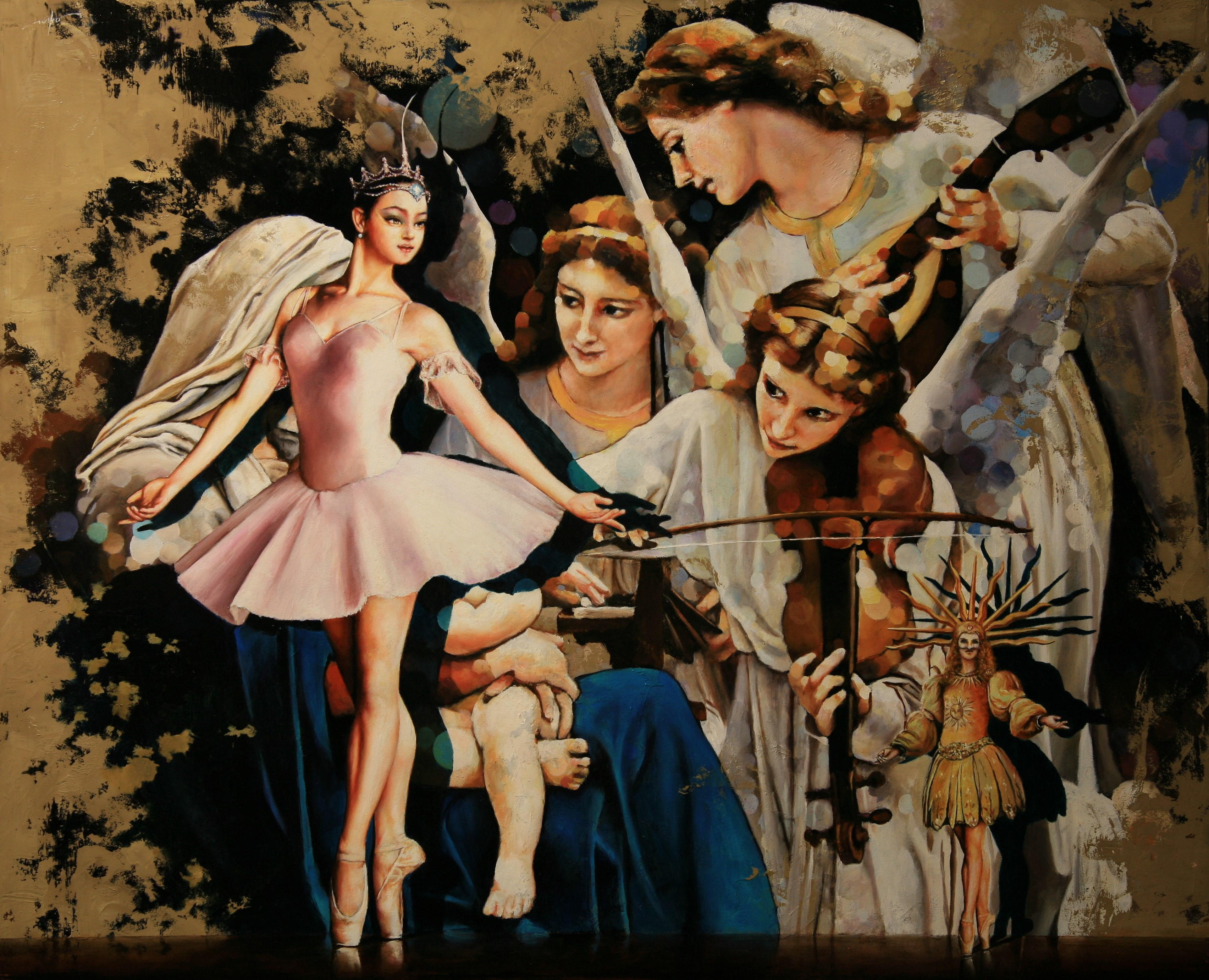 油彩画　大型95cm x 200cm　Adi Holzer (オーストリア） 油彩画【神の造形】 by 大根田真 - 絵画販売・購入・レンタル