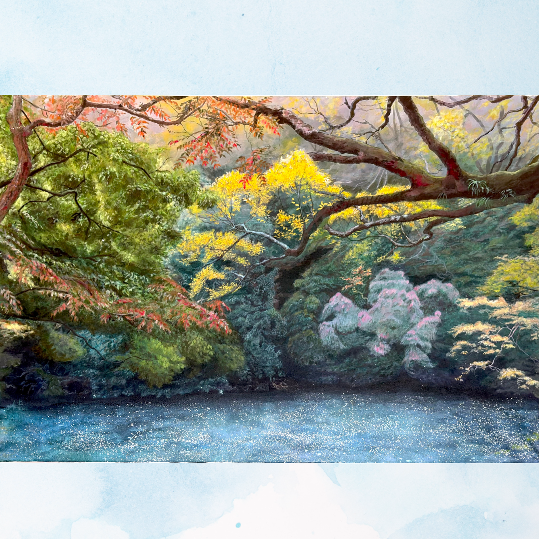 風景画「紅葉の山里」アクリル画 B2 額なし by 福家佳則 - 絵画販売