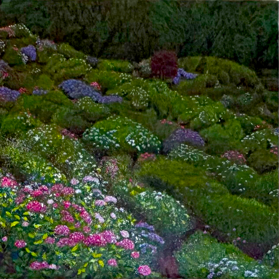 風景画「谷間に咲く紫陽花」アクリル画 B-2 額なし by 福家佳則