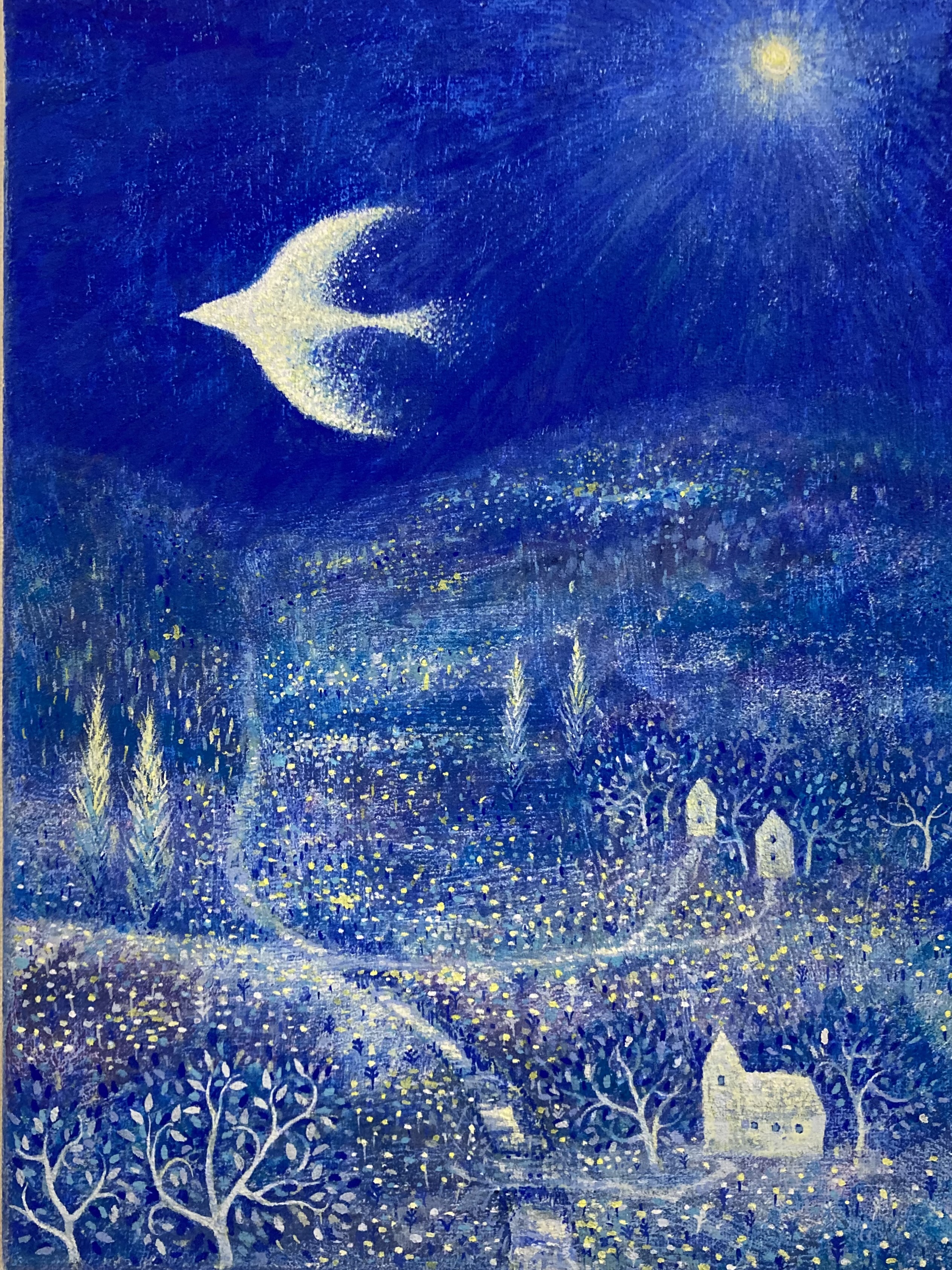 小鳥に餌をやる少女　絵画　LEON HERBO タカラホーローパネル仕上げ 鳥の作品一覧 - 絵画販売・購入・レンタル（サブスク） - ARTELIER