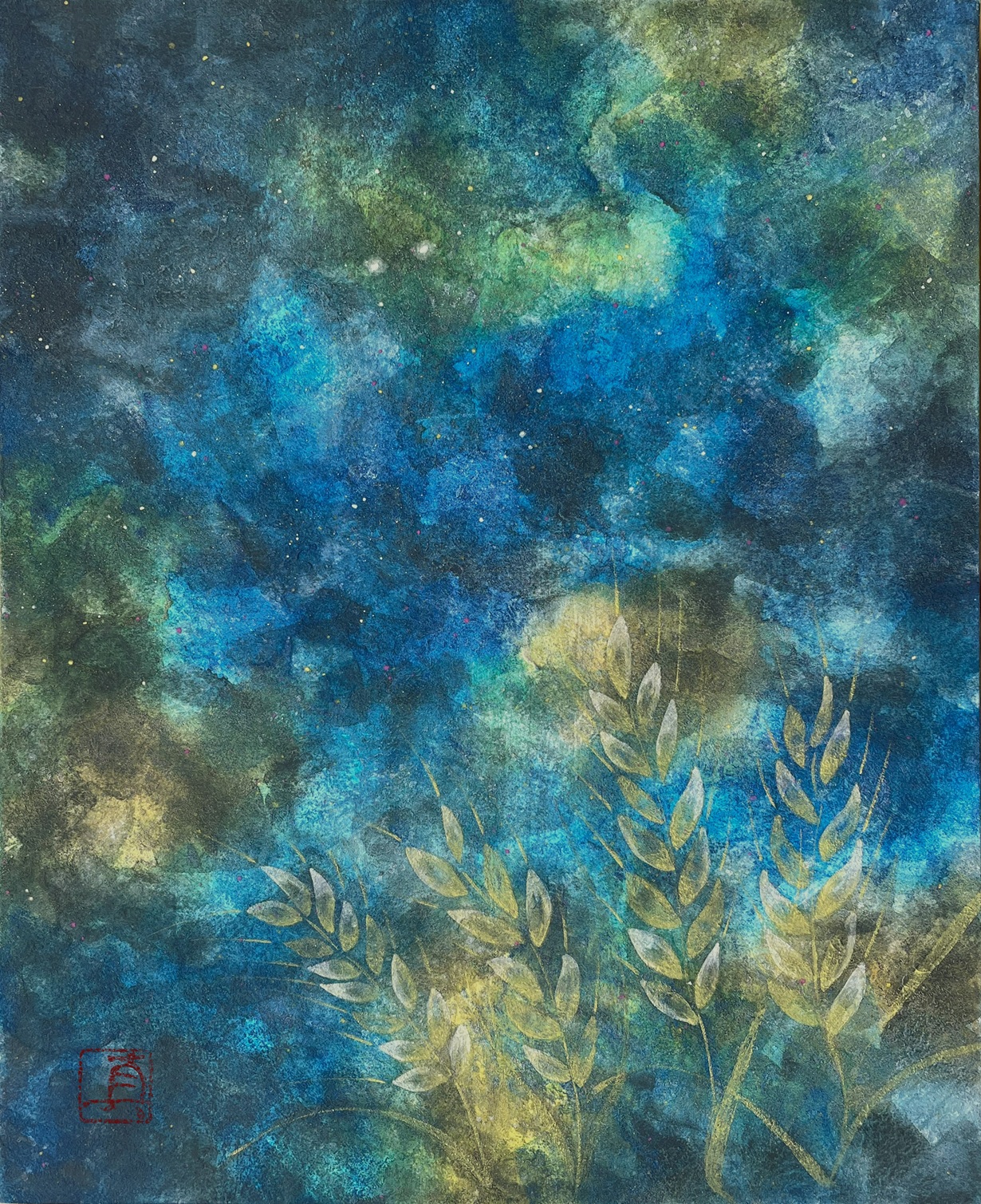 絵画 大型オリジナルグラジオラス油絵、8×24インチ、花をモチーフにした 油絵　グラジョウラス 絵画
