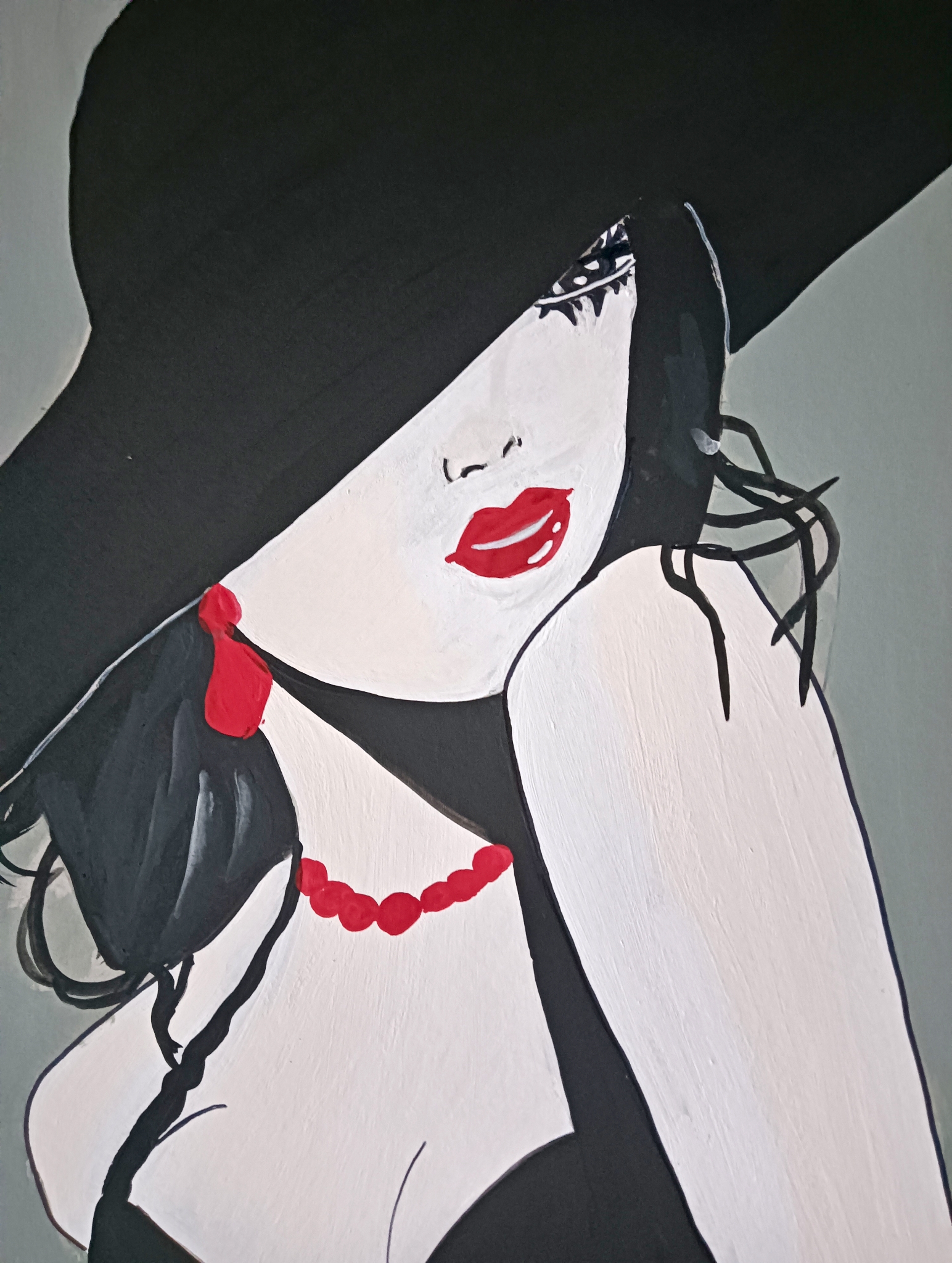黒い帽子の女性 by 山口香代子 - 絵画販売・購入・レンタル（サブスク
