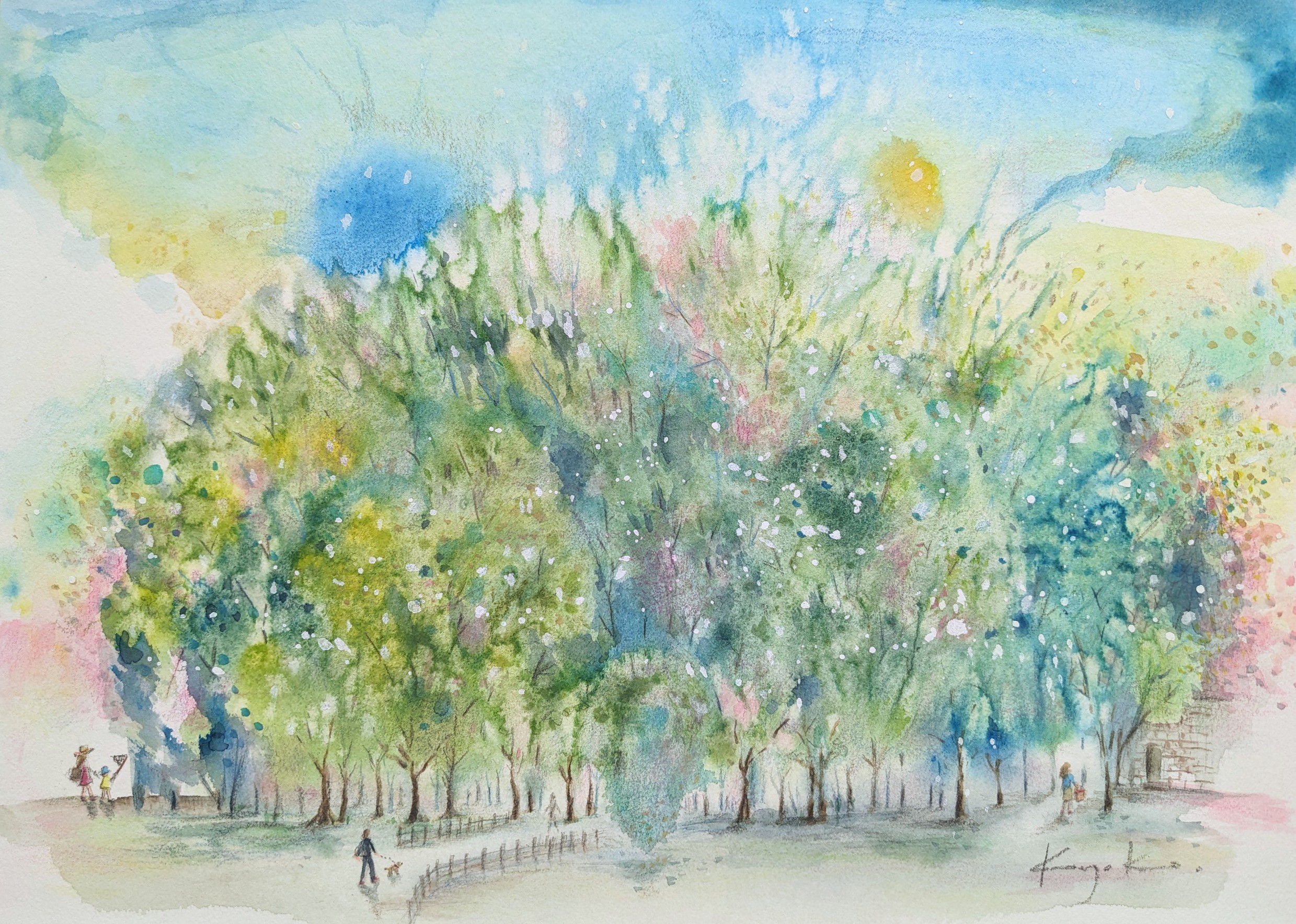 Toshiko 水彩画 抽象画 アート作品「紫陽花の終わり」 Toshiko 水彩画 抽象画 アート作品「紫陽花の終わり」 Toshiko 水彩画