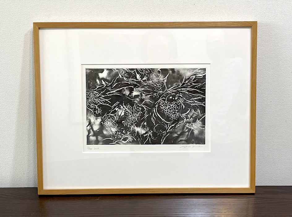 銅版画・ 「夜と華と」 限定一部 幻想的 闇の世界 イメージA4サイズ by