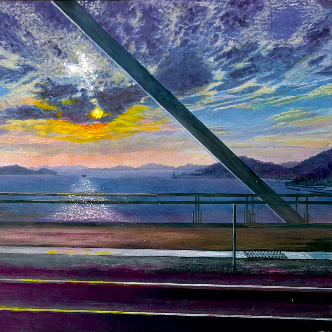 風景画「走る窓辺にて」アクリル画 / B3 額なし by 福家佳則 / Fukei