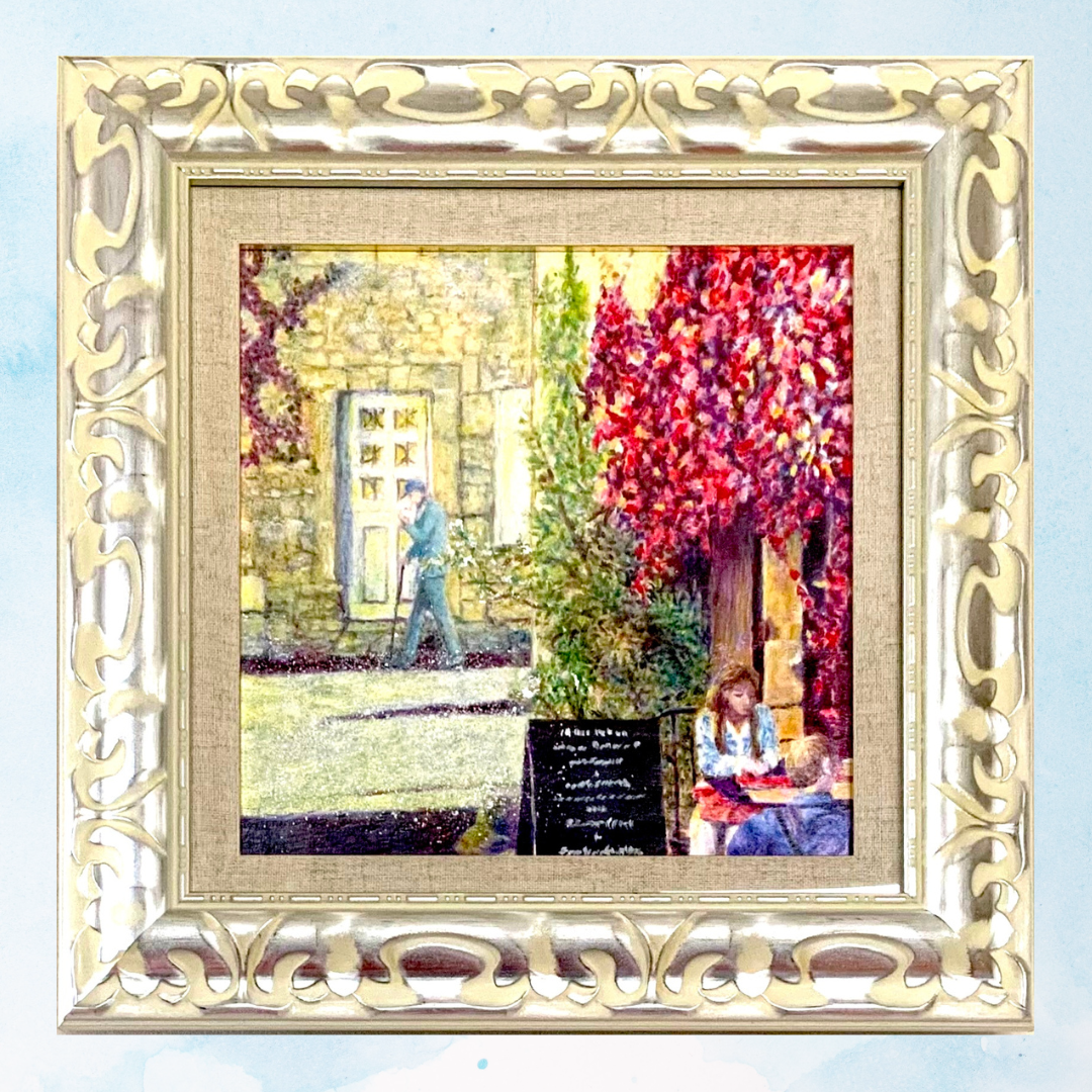 風景画「山に咲く赤椿」油彩画 SM/額付き by 福家佳則 / Fukei-ART