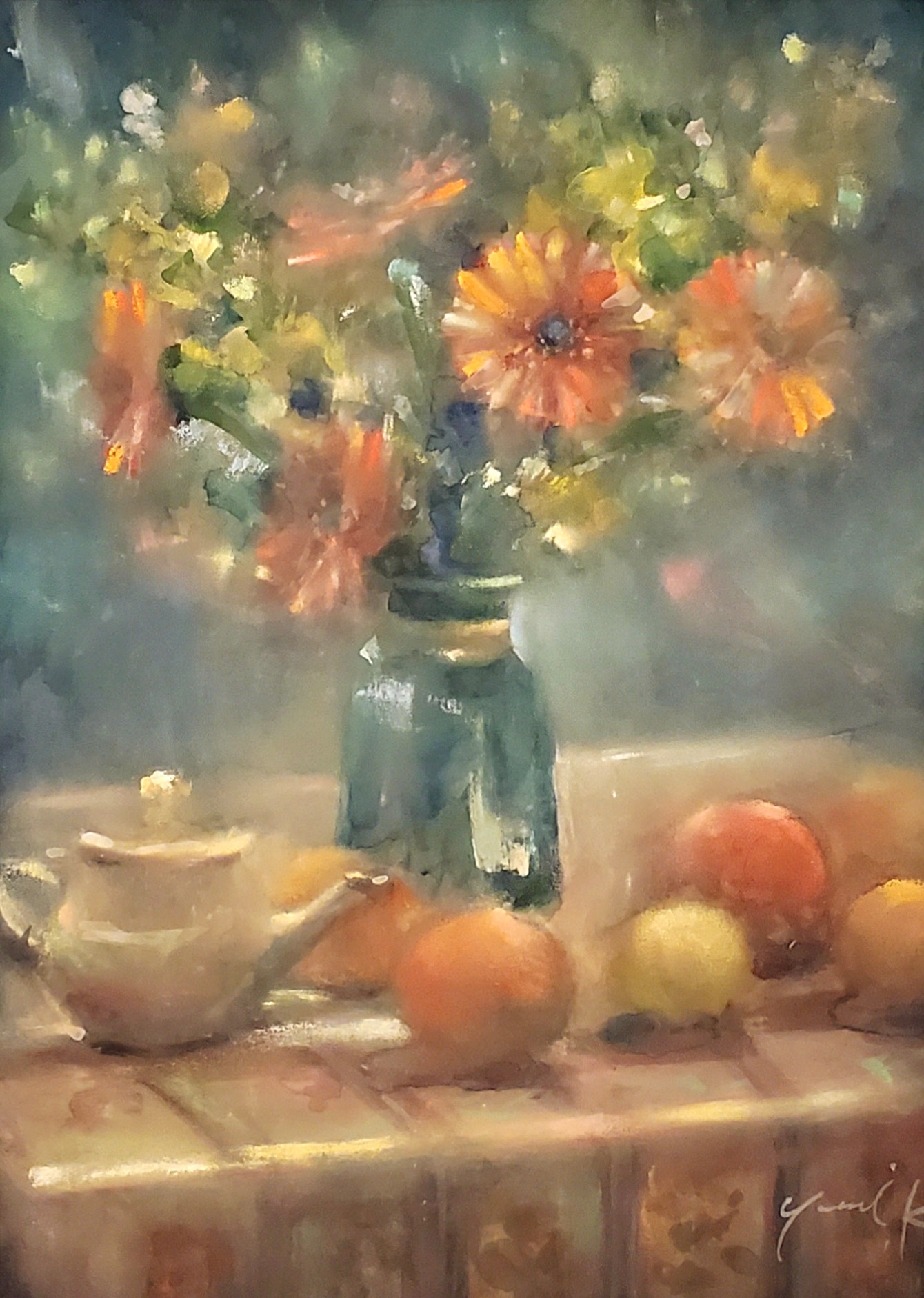 絵画　花　アンティーク 花達のティータイム by 神之浦由美 - 絵画販売・購入・レンタル