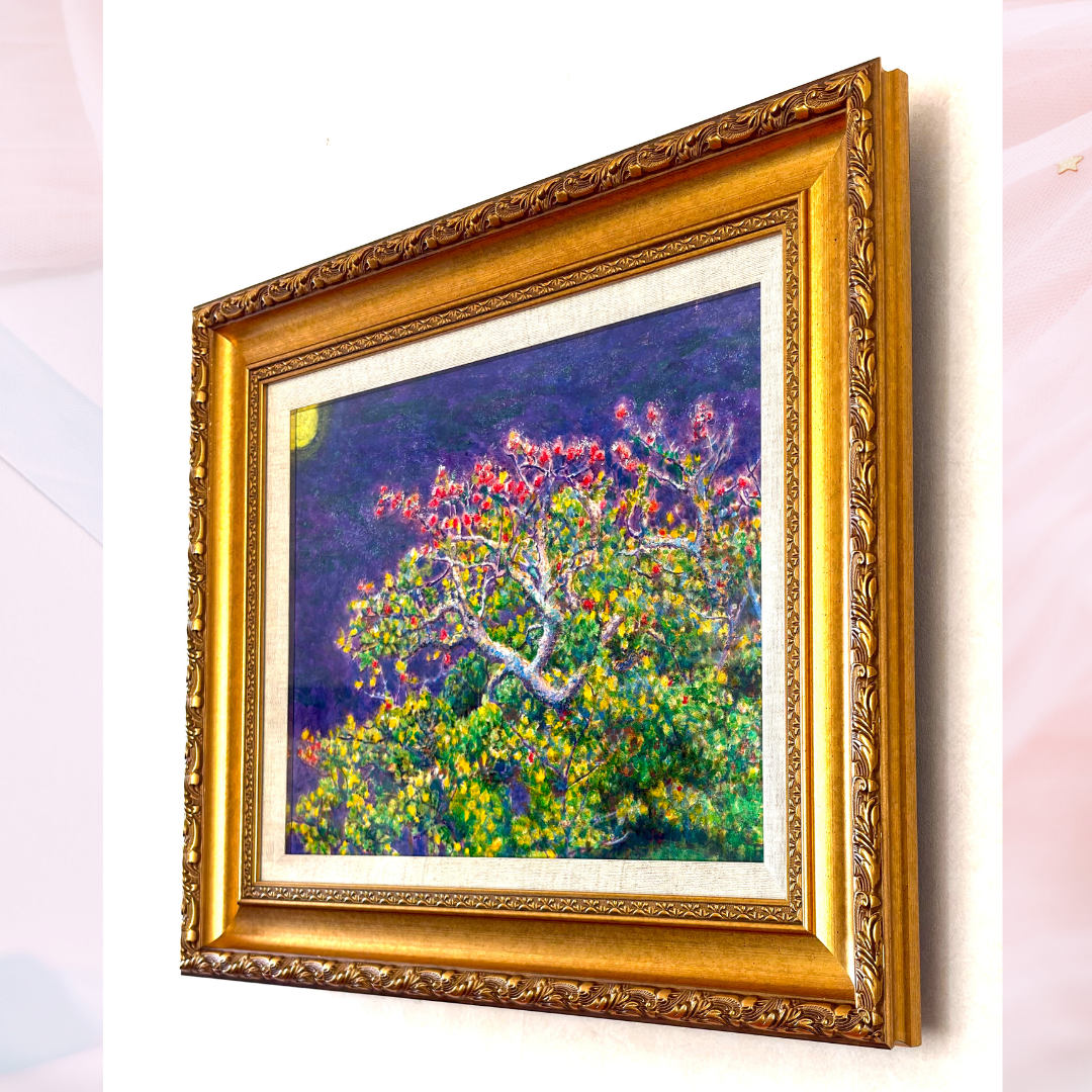 デイゴの花 油絵額縁付き 風景画「デイゴの紅い花」油彩画 F6/額付き by 福家佳則 / Fukei-ART
